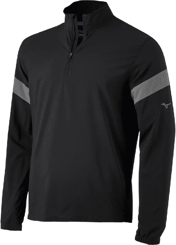 Wind Resistant Jackets for Active Lifestyles-Mizuno Youth Long Sleeve Hitting Jacket - Black Shade