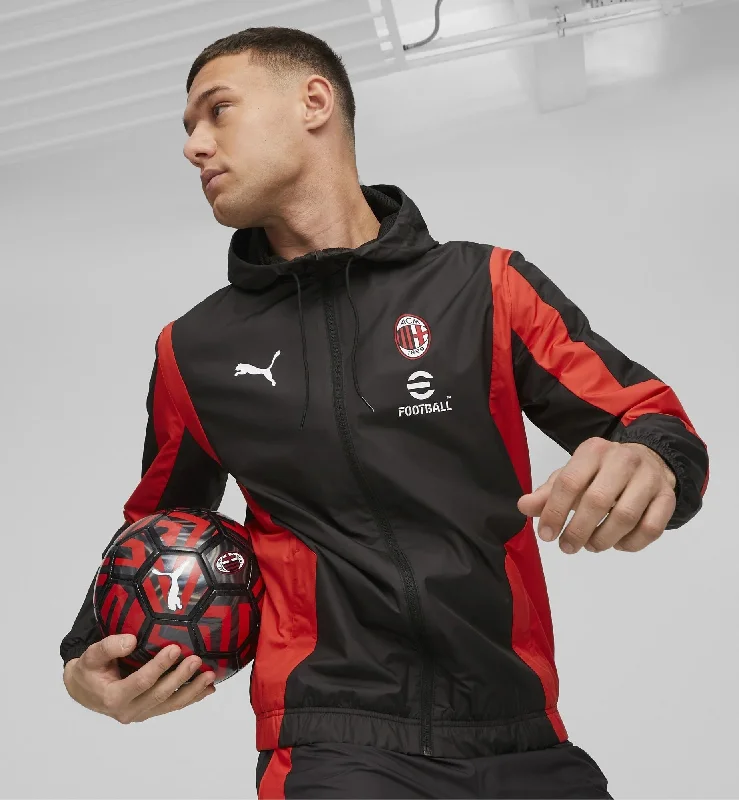 Military-Style Jackets for Rugged Fashion-AC Milan 2023/24 Men's Pre-Match Woven Anthem Jacket 77223304