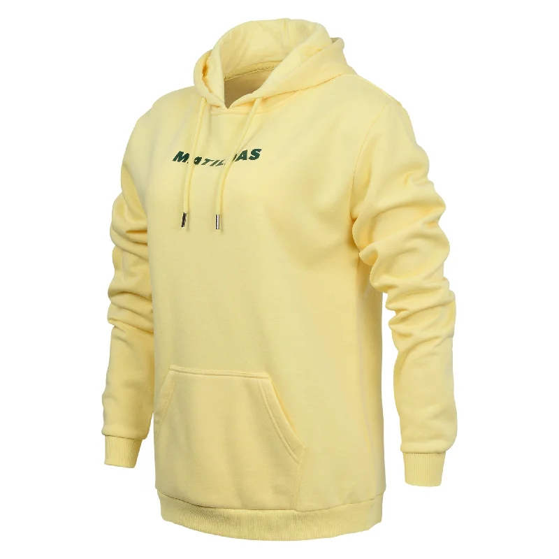 Athletic Fit Hoodies for Training Sessions-MATILDAS WOMENS GOLD PUFF PRINT HOODIE