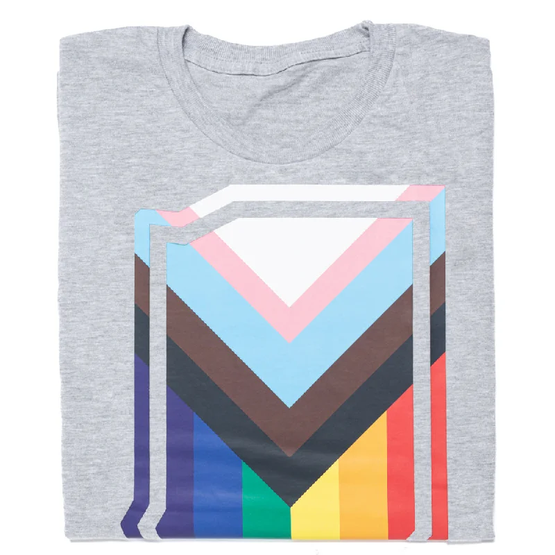 T-Shirt with Quotes for Fun and Expression-Indiana Outline Progress Pride Flag