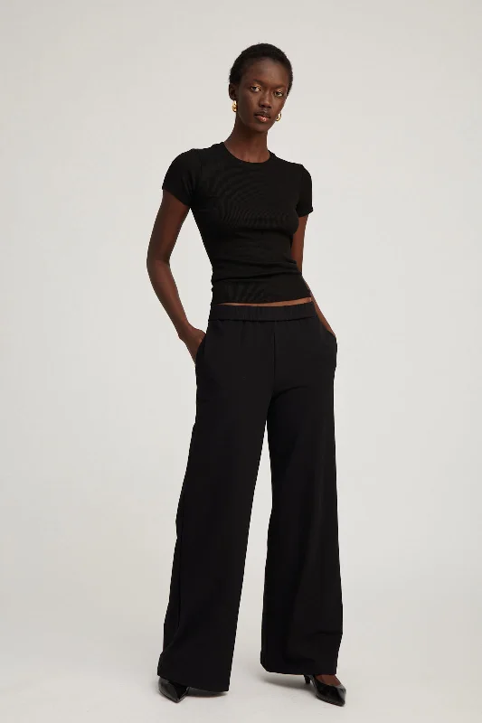 Soft Sweatpants for Relaxed Days-Black City Wide Leg Pants