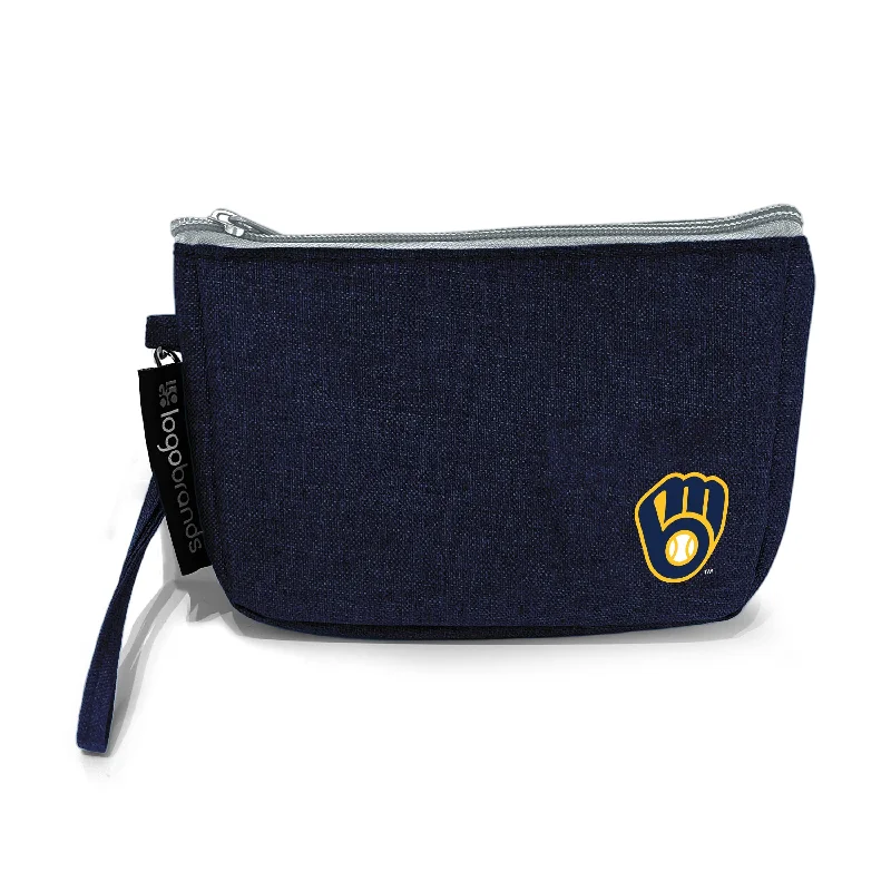 Custom Caps for Fan Support at Sports Games-Milwaukee Brewers Crosshatch Wristlet