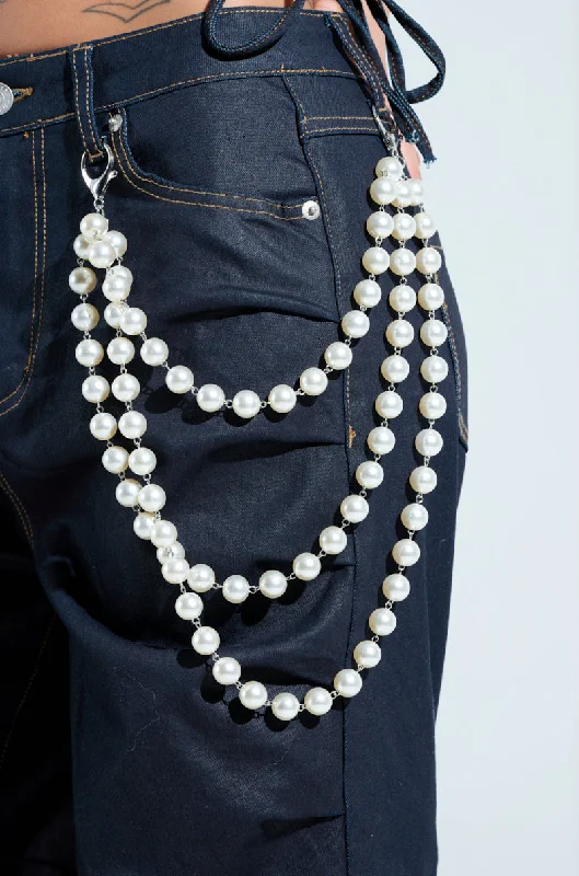 Classic White Dress Pants for Formal Events-STYLE ME UP PEARL PANTS CHAIN