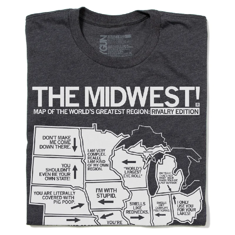 T-Shirt with Quotes for Fun and Expression-Midwest Rivalry Map