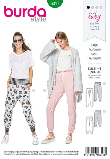 Relaxed Fit Capri Pants for Warm Days-Burda Jogging Pants 6317