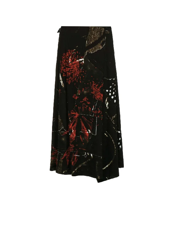 Fashionable Twill Pants for Casual Looks-RY/LAWN AFRICAN FLOWER PT ASYMMETRIC FLARE PANTS