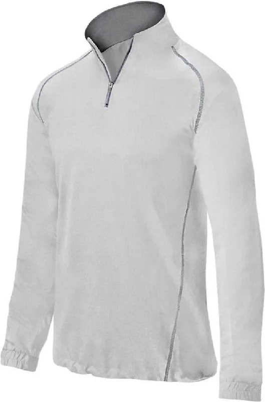 Light-Weight Summer Jackets for Warm Weather-Mizuno Comp 1/2 Zip Youth Batting Jacket - White