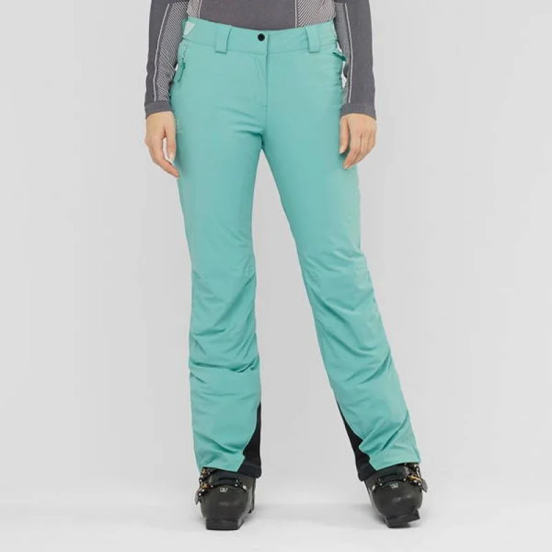 Waterproof Pants for Rainy Days-Salomon The Brilliant Snowboard Womens Pants - Turquoise