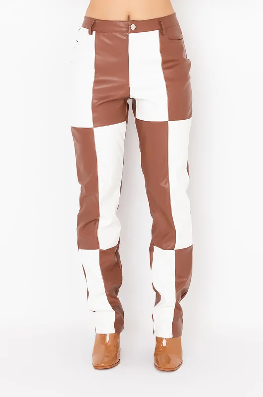 Custom Printed Pants for Graphic Lovers-YES OR NO WIDE LEG FAUX LEATHER PANTS