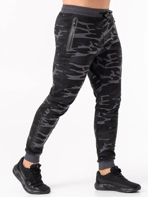 Warm Fleece Pants for Winter Comfort-Energy Track Pants - Black Camo