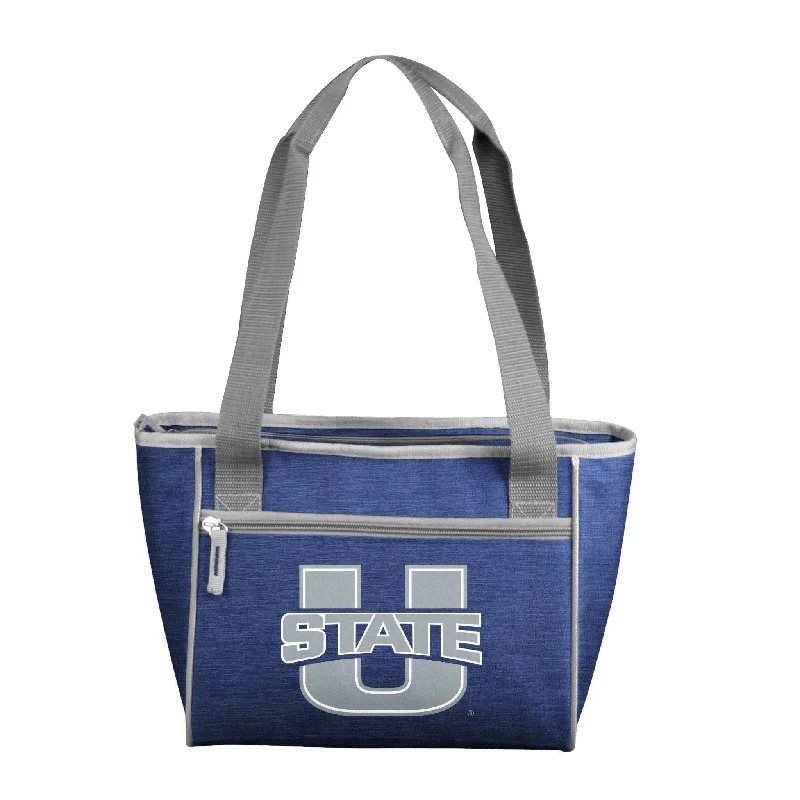 Custom Embroidered Baseball Hats for Teams-Utah State Crosshatch 16 Can Cooler Tote