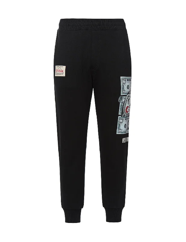 Sporty Compression Pants for Workouts-Daruma Banknote Print Sweatpants