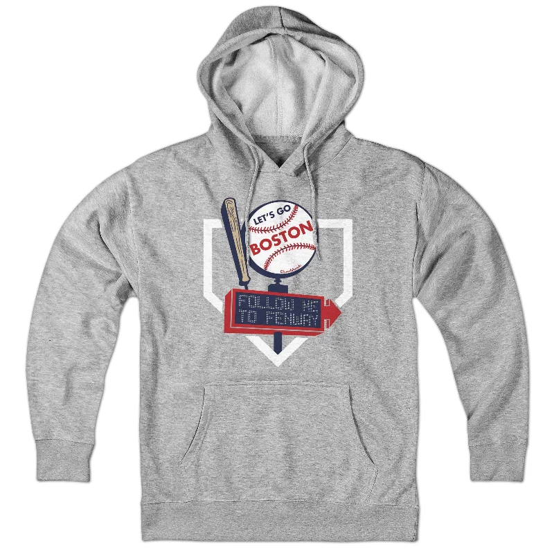 Trendy Oversized Hoodies for Cozy Style-Let's Go Boston Bat & Baseball Sign Hoodie