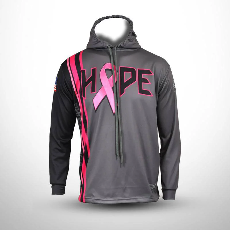 Classic Hoodies for Simple, Timeless Style-HOPE Breast Cancer Awareness FDS Striped Hoodie Grey