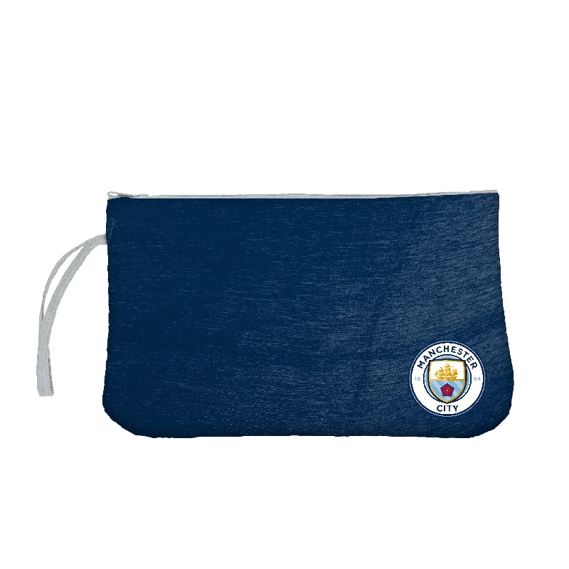 Warm Headgear for Ski and Snowboard Trips-Manchester City F.C. Navy Crosshatch Wristlet