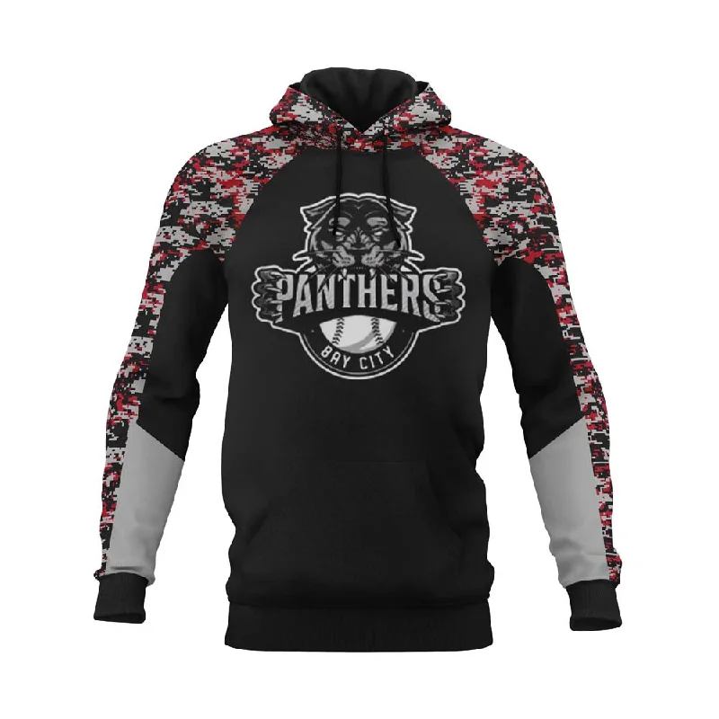 Soft Cotton Hoodies for Everyday Comfort-PANTHERS BAY CITY Sublimated Baseball Black Hoodie