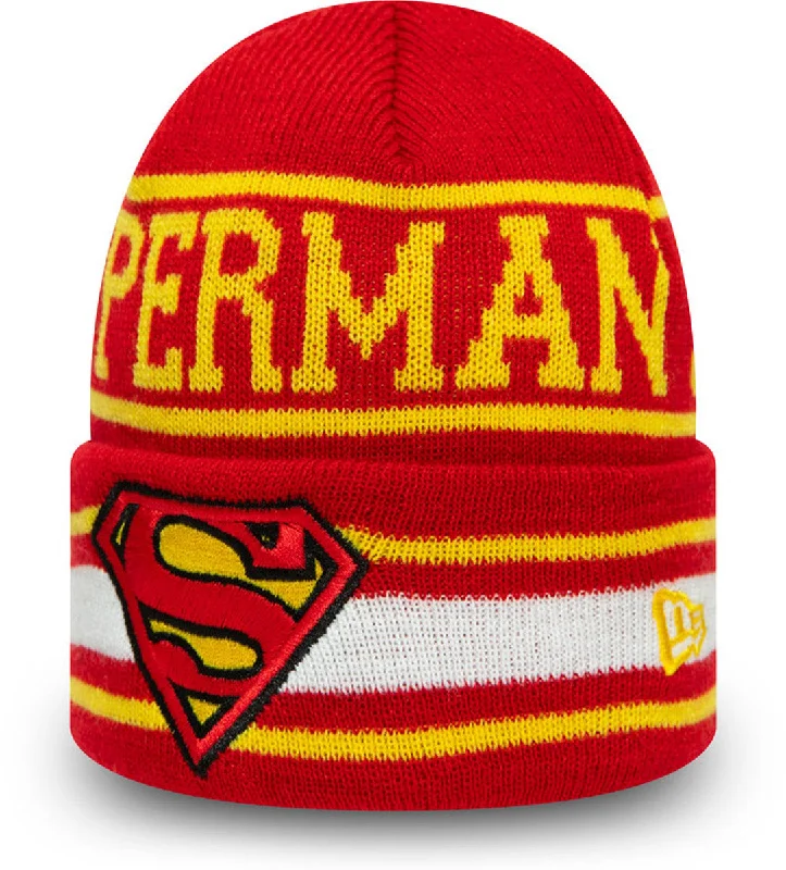 Cool Logo Baseball Caps for Promotional Events-Superman New Era Kids DC Comics Character Knit Beanie