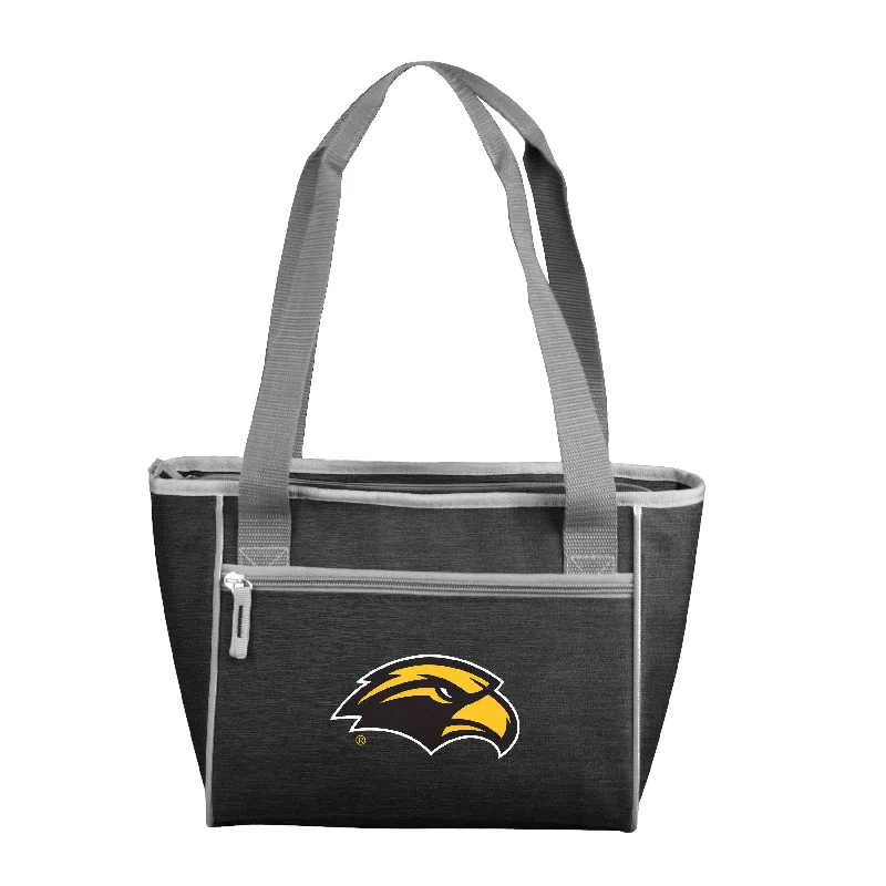 Custom Logo Hats for Businesses-Southern Miss Crosshatch 16 Can Cooler Tote