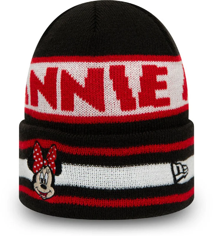 Classic Military Caps for Everyday Wear-Minnie Mouse New Era Kids Disney Character Knit Beanie (Age 4 - 12 Years)