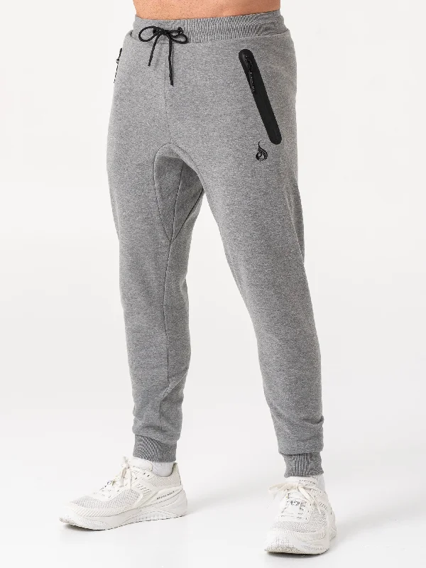 Soft Wool Pants for Cold Weather Wear-Overdrive Track Pants - Grey Marl