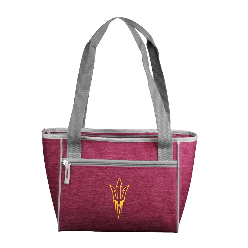 Custom Baseball Hats for Teams-Arizona State Crosshatch 16 Can Cooler Tote