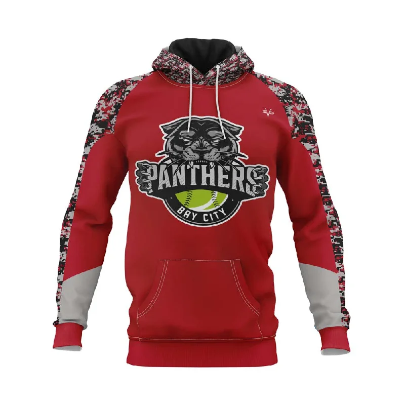 Eco-Friendly Hoodies Made from Organic Materials-PANTHERS BAY CITY Sublimated Softball Red Hoodie