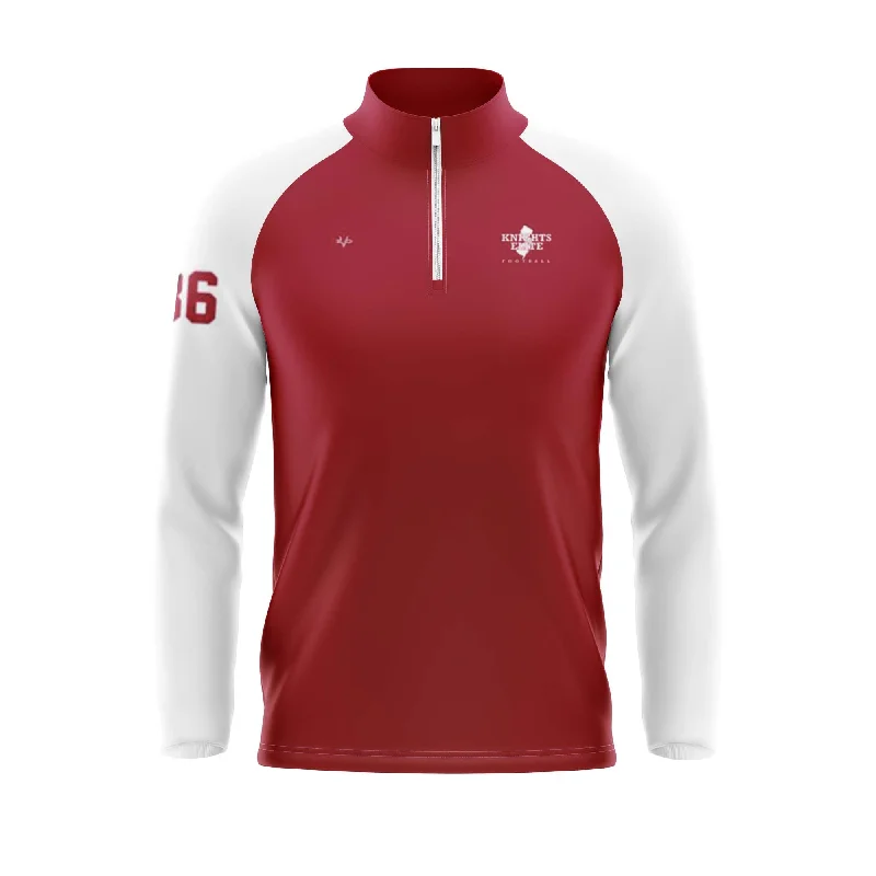 Urban Jackets for City Living and Travel-KNIGHTS ELITE Football Sublimated Quarter Zip Jacket Red