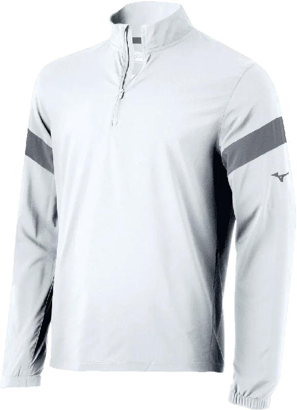 Casual and Sporty Hooded Jackets for Relaxed Days-Mizuno Youth Long Sleeve Hitting Jacket - White Shade