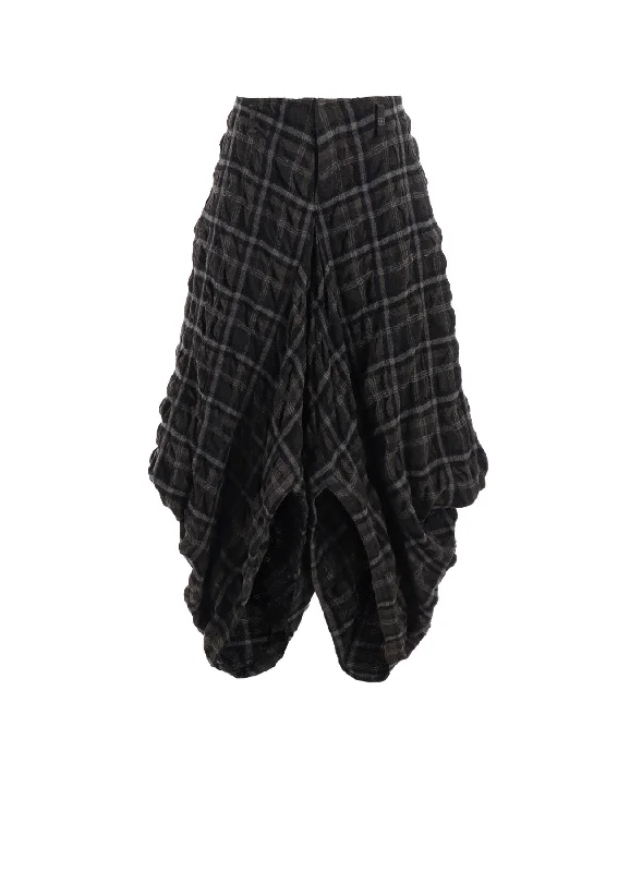 Soft Wool Pants for Cold Weather Wear-INK DYEING PLAID BOX PANTS B