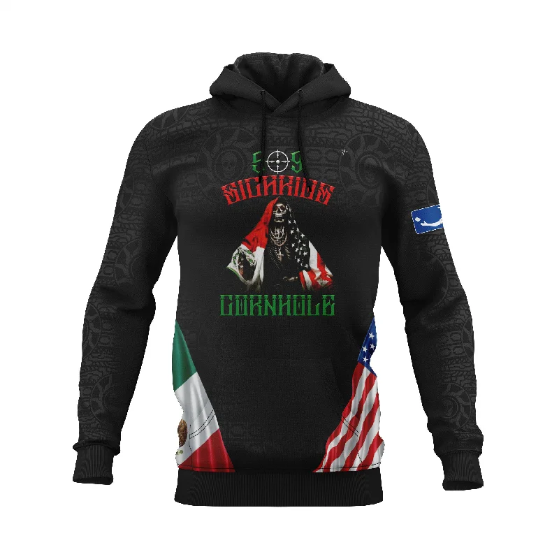 Custom Hoodie Sweatshirts for Groups-509 Sicarios LS FLEECE HOODIE BLACK