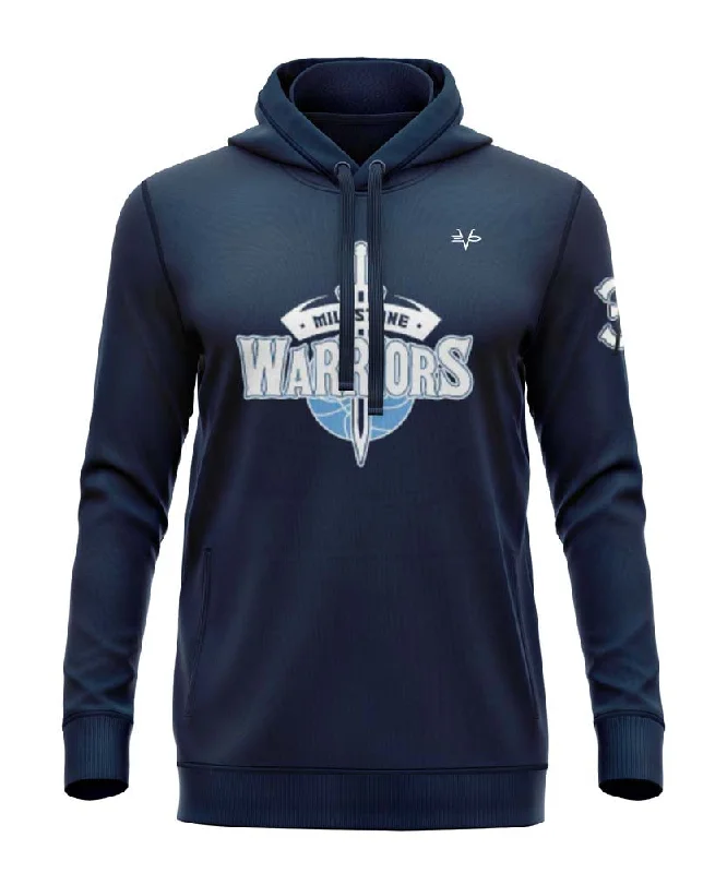 Custom Hoodie Sweatshirts for Groups-MILLSTONE WARRIORS Sublimated Hoodie (NAVY)