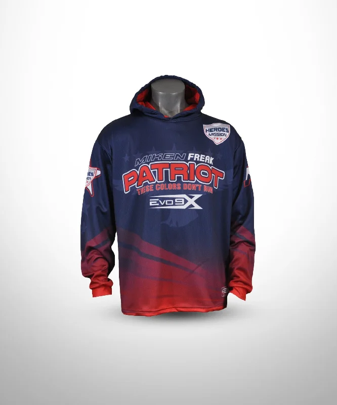 Hoodie Sweatshirts for Gym Wear-Evo9x PATRIOT Full Dye Sublimated Hoodie Navy & Red