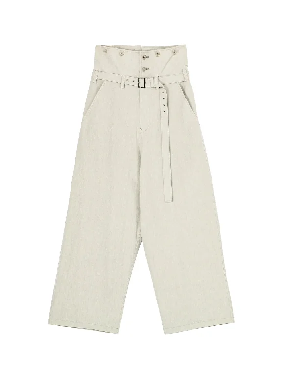 Relaxed Fit Chinos for Everyday Wear-COTTON CHAMBRAY HIGH WAIST PANTS