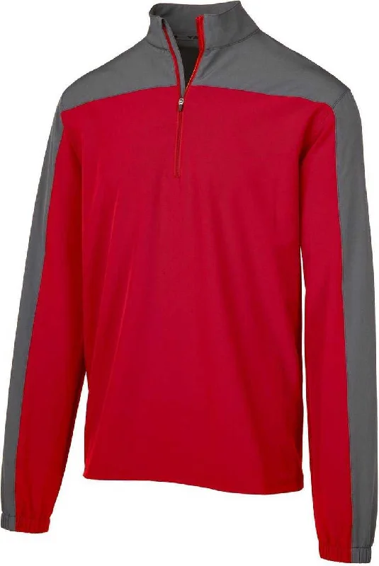 Heavy-Duty Jackets for Cold-Weather Protection-Mizuno Youth Comp Long Sleeve Batting Jacket - Red Shade