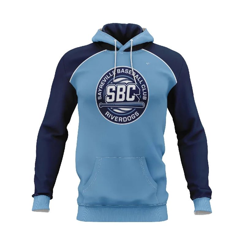 Lightweight Hoodies for Layering Under Jackets-SAYREVILLE BASEBALL Sublimated Hoodie - Light Blue