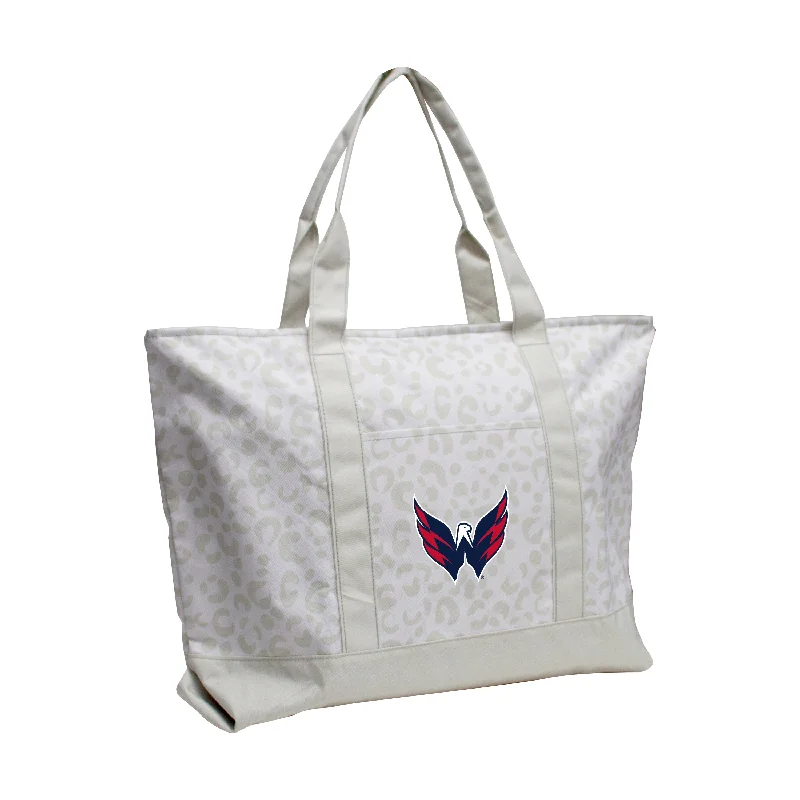 Casual Cotton Caps for Relaxed Style-Washington Capitals Leopard Pattern Tote