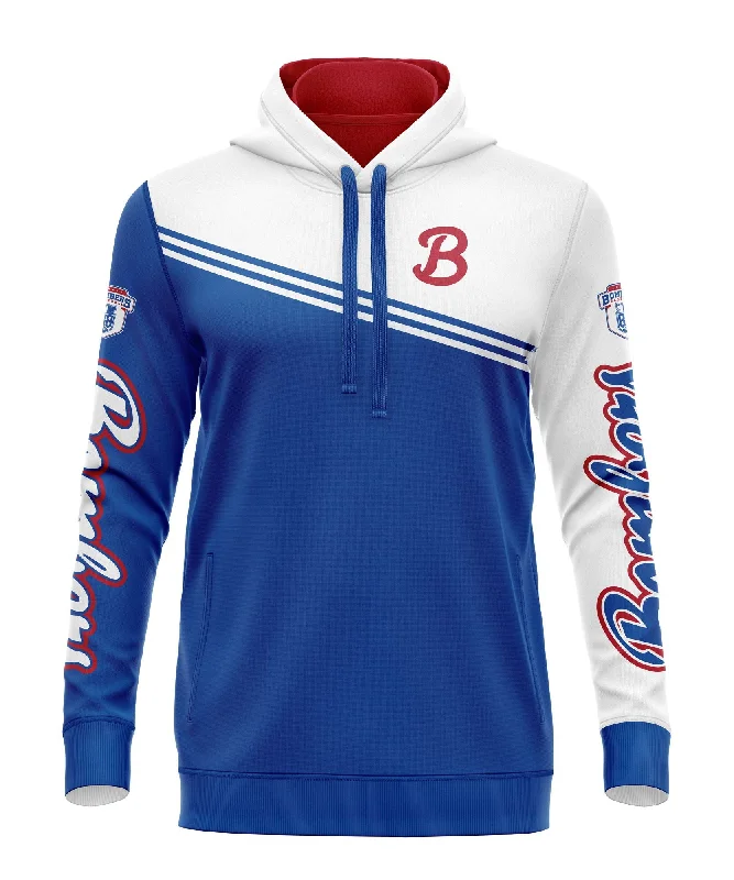 Lightweight Hoodies for Spring Activities-Bombers Baseball Hoodie Royal With Name and Number