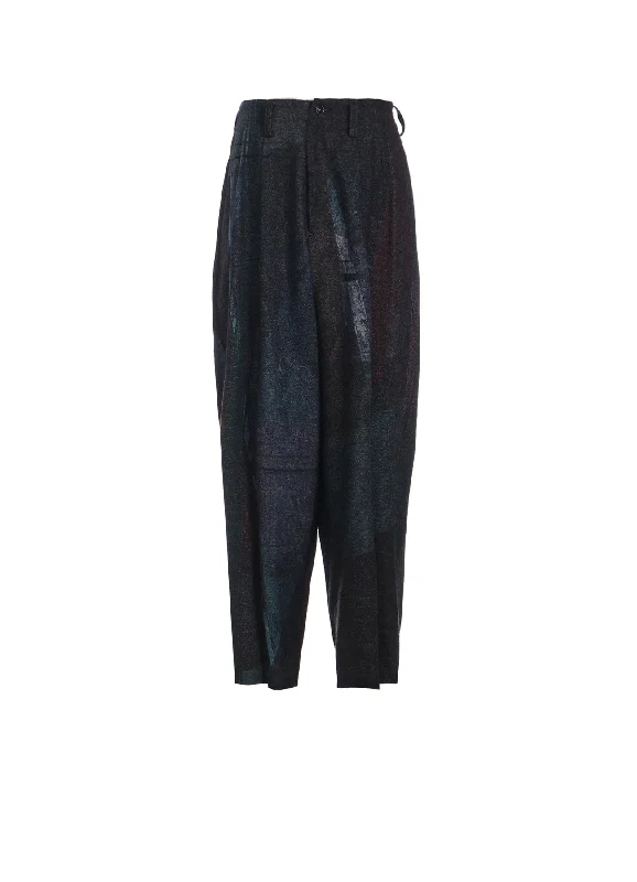 Classic Black Dress Pants for Office Wear-RAISED C/W TWILL PEALED CHECK PT DOUBLE TUCK WIDE PANTS