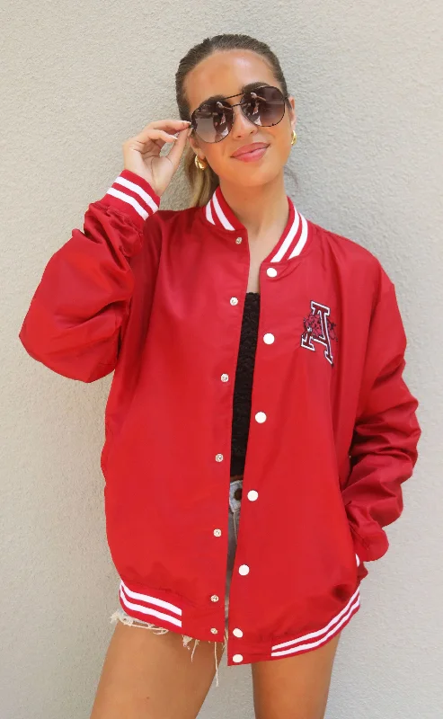 Fashion-Forward Jackets for Street Style-arkansas script monogram varisty jacket