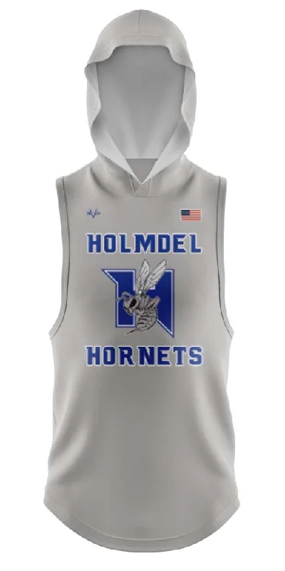 Heavy-Duty Hoodies for Cold Weather Protection-HOLMDEL HORNETS Grey Lightweight Sleeveless Hoodie