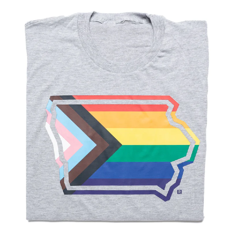 Sporty T-Shirt for Activewear Collection-Iowa Outline Progress Pride Flag