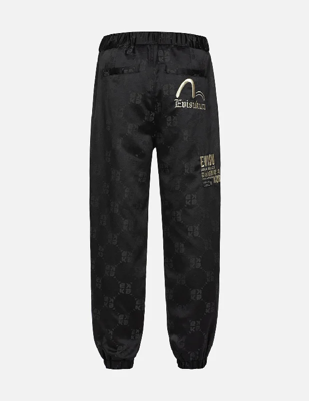 Casual Denim Pants for Weekend Wear-Allover Monogram Jacquard Regular Fit Jogger Pants