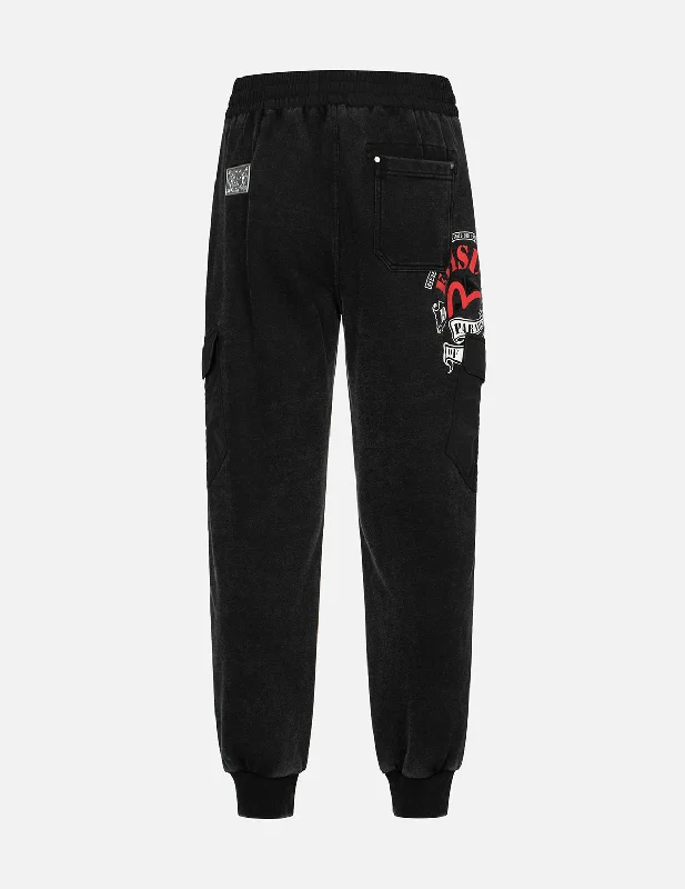 Fashionable Twill Pants for Casual Looks-Embroidery Seagull and Logo Print Loose Fit Sweatpants