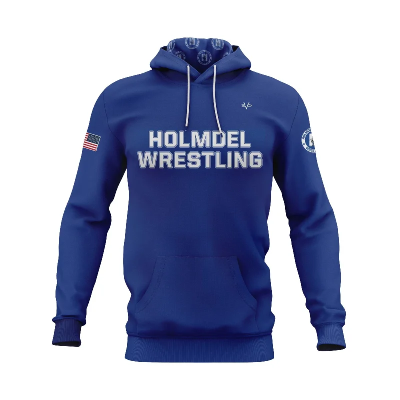 Adjustable Fit Hoodies for Personalized Comfort-HOLMDEL WRESTLING Sublimated Blue Hoodie