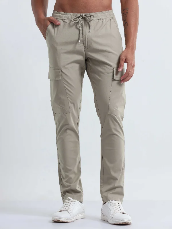 Elegant Silk Pants for Special Occasions-Air Sense Beige Cargo Pants