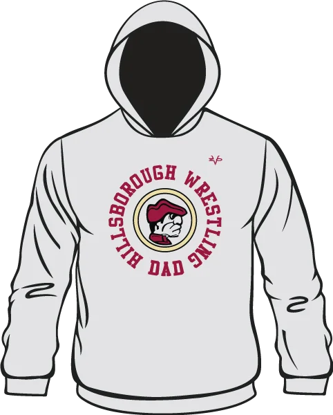 Personalized Hoodies for Groups or Teams-HILLSBOROUGH WRESTLING CLUB Semi Sublimated Silver Hoodie 2 (DAD)