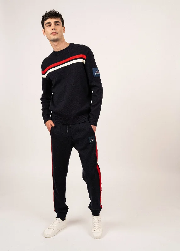 Cozy Jogger Pants for Cold Weather-Viking wool pants with contrasting stripes - SAINT JAMES x Kappa (NAVY/ECUME/TULIPE)