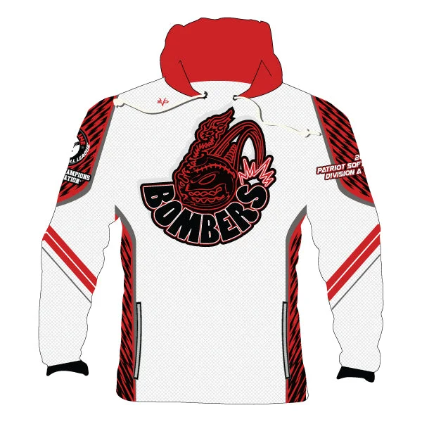 Comfortable Hoodies for Road Trips and Travel-BOMBERS Fastpitch Sublimated Hoodie White