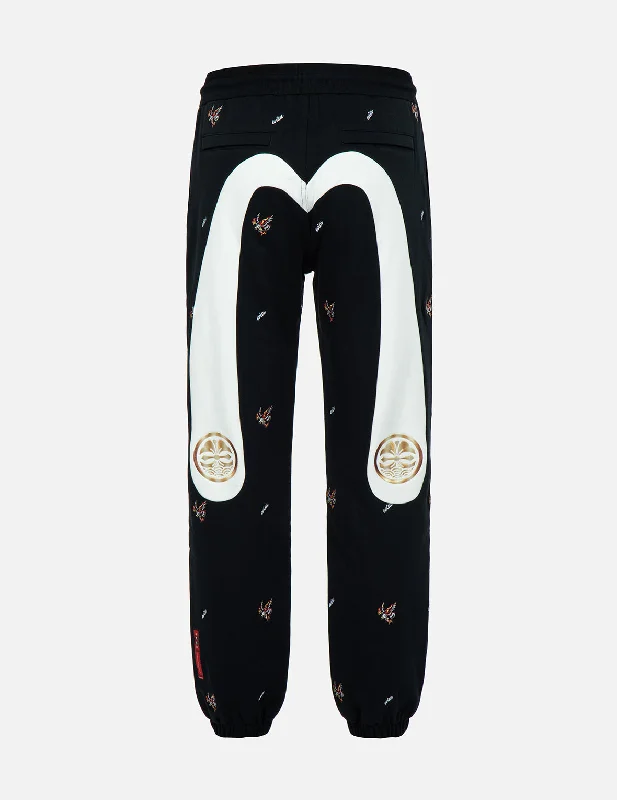 Casual Utility Pants for Everyday Comfort-Eagle and Logo Allover Embroidery Sweatpants