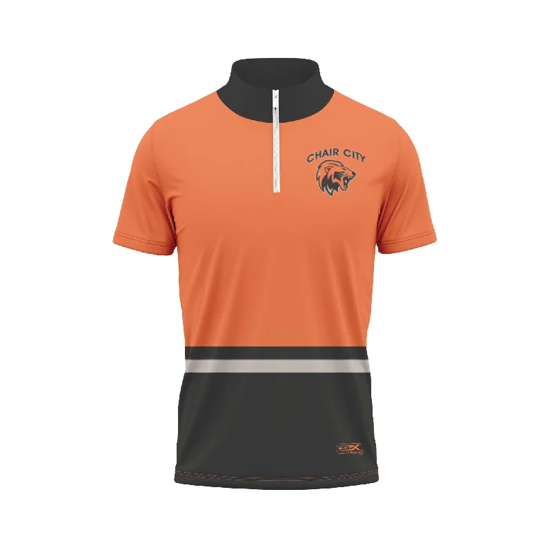 Custom Printed Jackets for Special Occasions-CHAIR CITY FOOTBALL Sublimated Quarter Zipper Jacket Orange